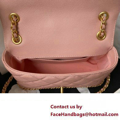 Chanel Grained Calfskin  &  Gold-Tone Metal Chain Flap Bag AS4431 Pink 2023